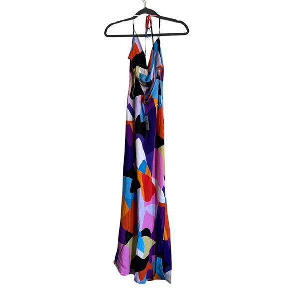 AFRM Rowland Abstract Color Block Maxi Dress Multicolor Women’s L NWT - Picture 4 of 10